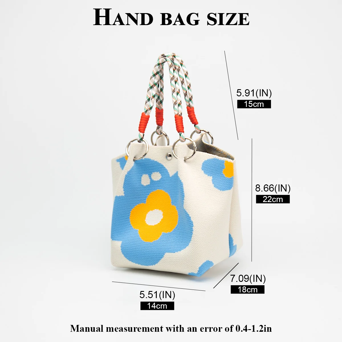 1 Fashionable Floral-Style Knitted Handbag with Detachable Ring Handle, Stylish and Versatile with a Lively Personality, Magnetic Closure, Suitable for Women and Children for Daily Commuting, Practical Gift Packaging, Storage Bag That Can Hold Mobile Phones, Keys, and Cosmetics