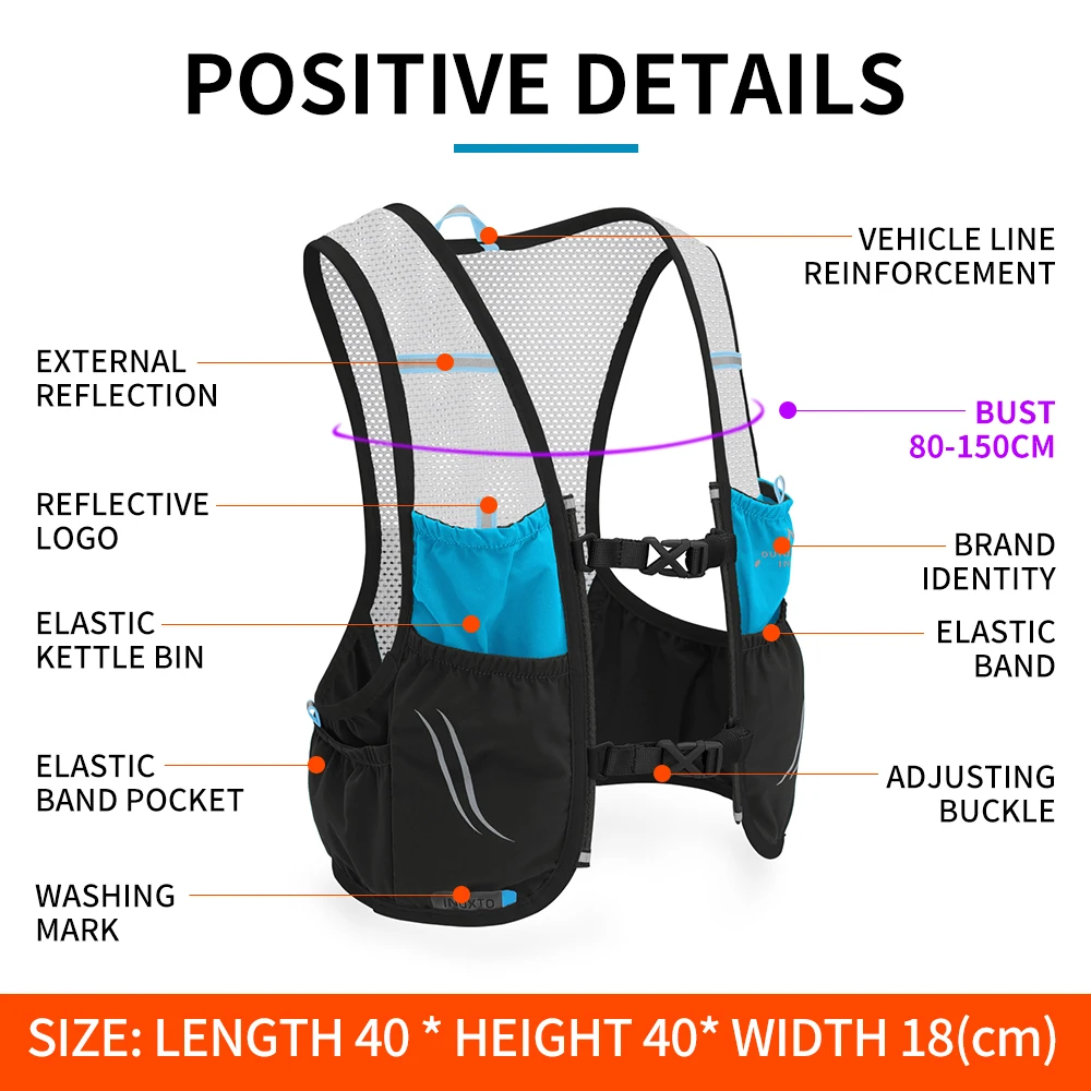 INOXTO lightweight running backpack moisturizing hydration vest suitable for bicycle marathon hiking ultra-light portable 2L