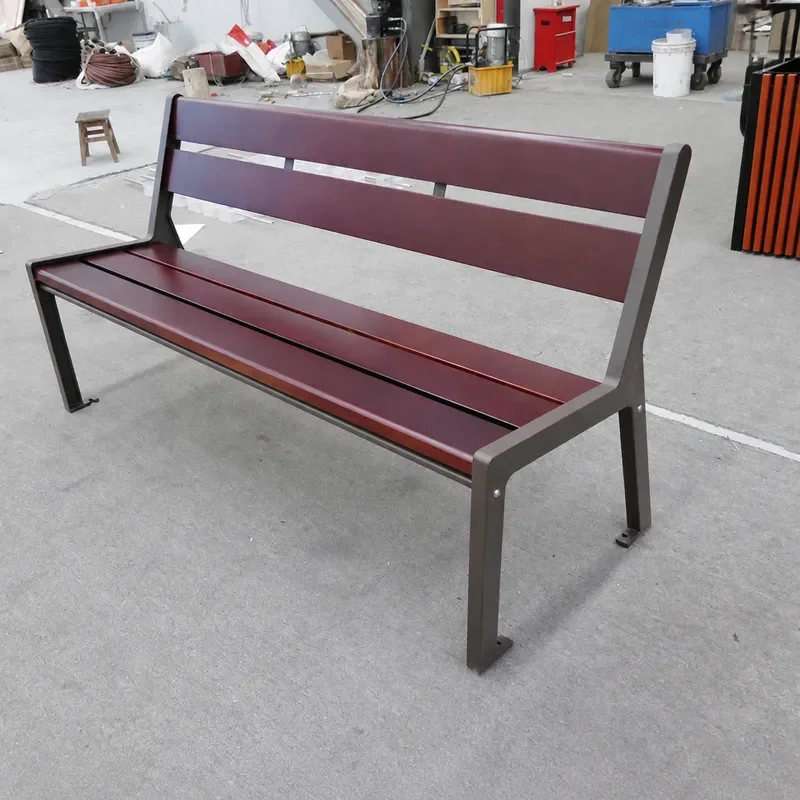 Outdoor Park Bench Anti Corrosive Wood Leisure Seat Modern Simple Stainless Steel Strip Stool for Garden Patio Public Area