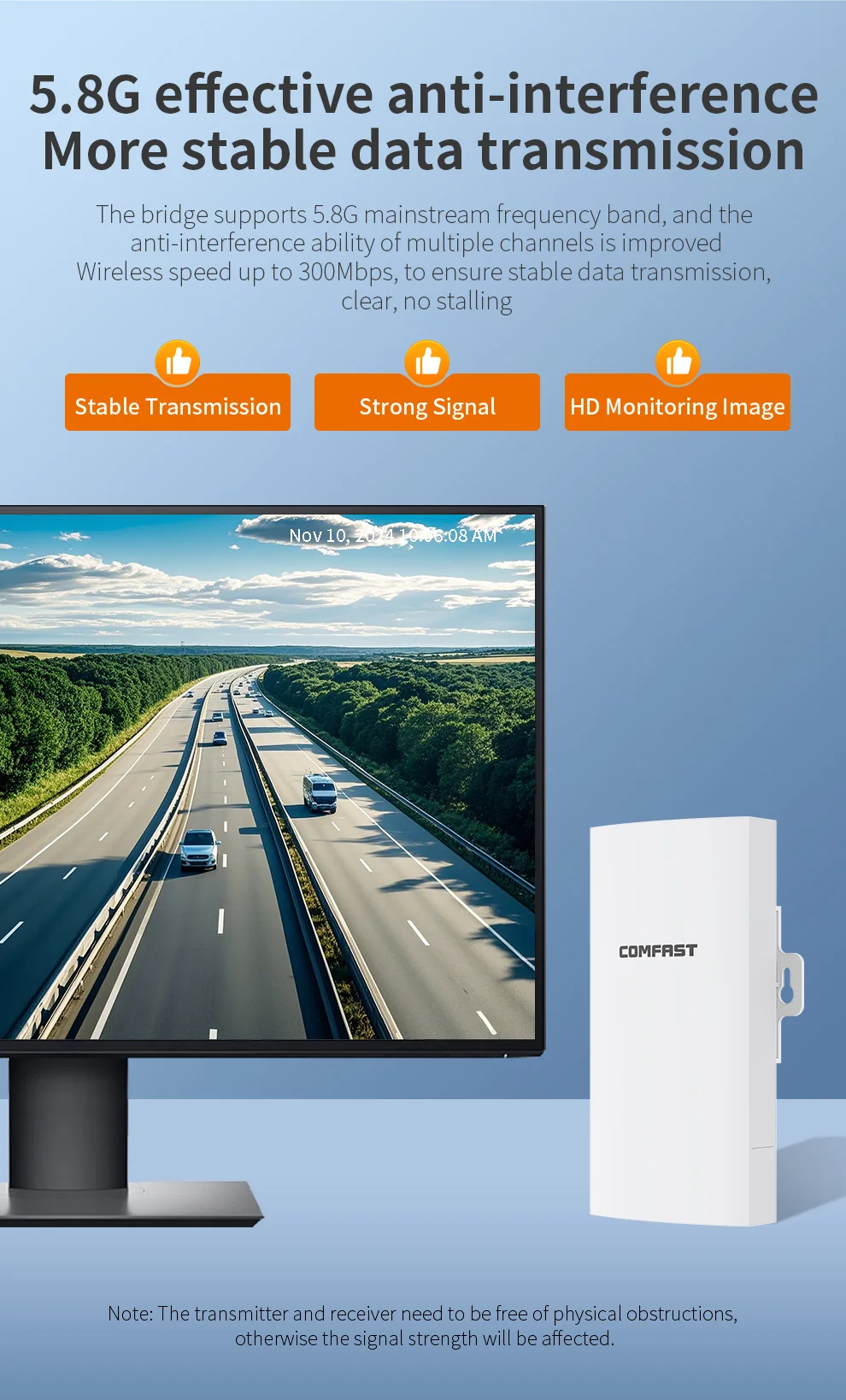 COMFAST 300Mbps 5.8Ghz Outdoor Wireless AP Bridge 3KM WIFI CPE Access Point 11dBi WI-FI Antenna Nanostation Router 2pcs