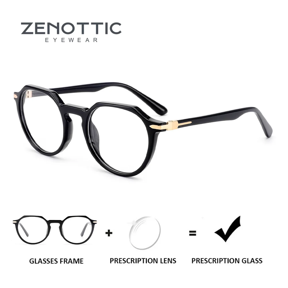 

ZENOTTIC Modish Acetate Round Myopia Prescription Glasses For Women Trend Photochromic Optical Eyeglasses Progressive Eyewear