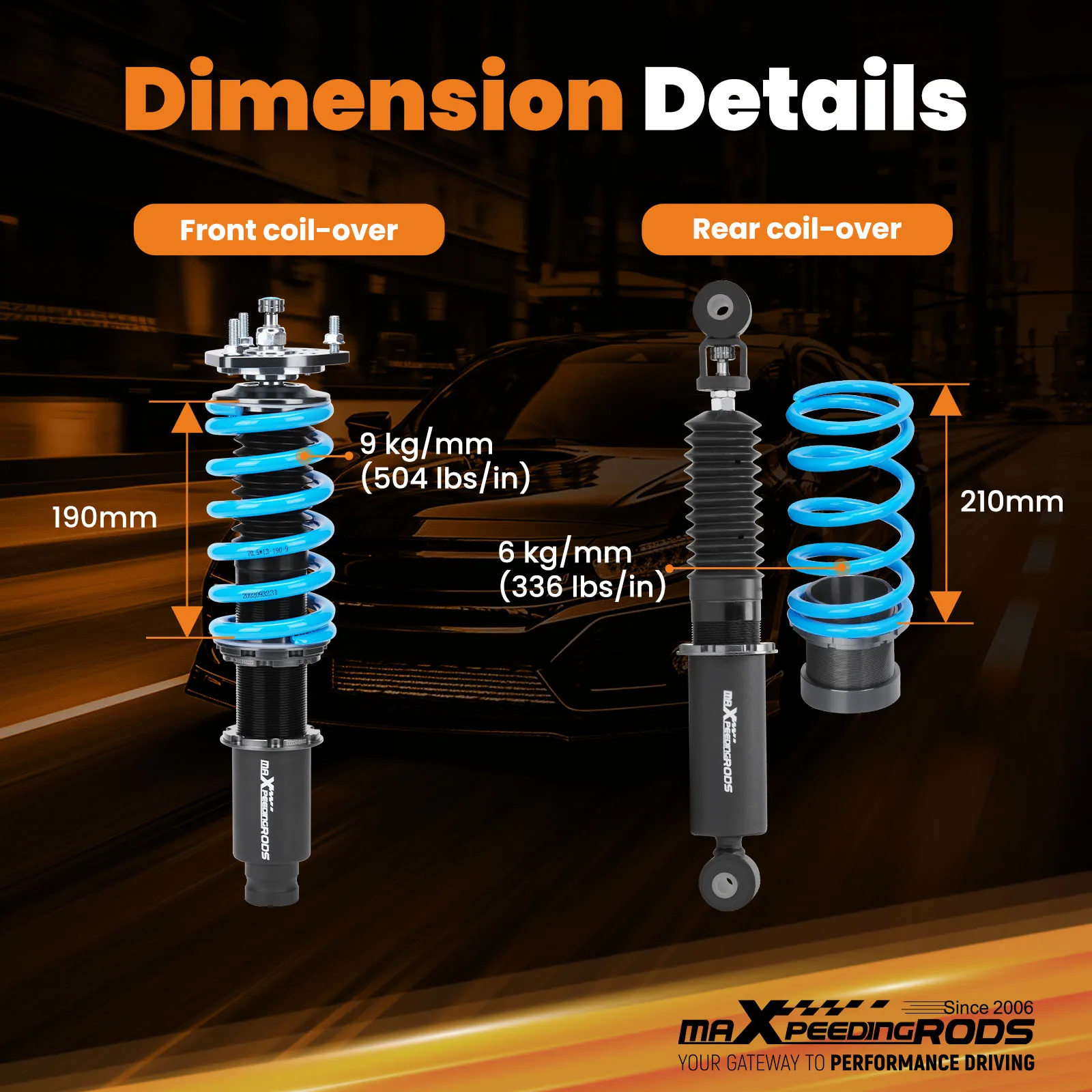 New  Coilovers Struts Suspension for Maz da 6 GG 4-door 5-door MPS 2003-2006