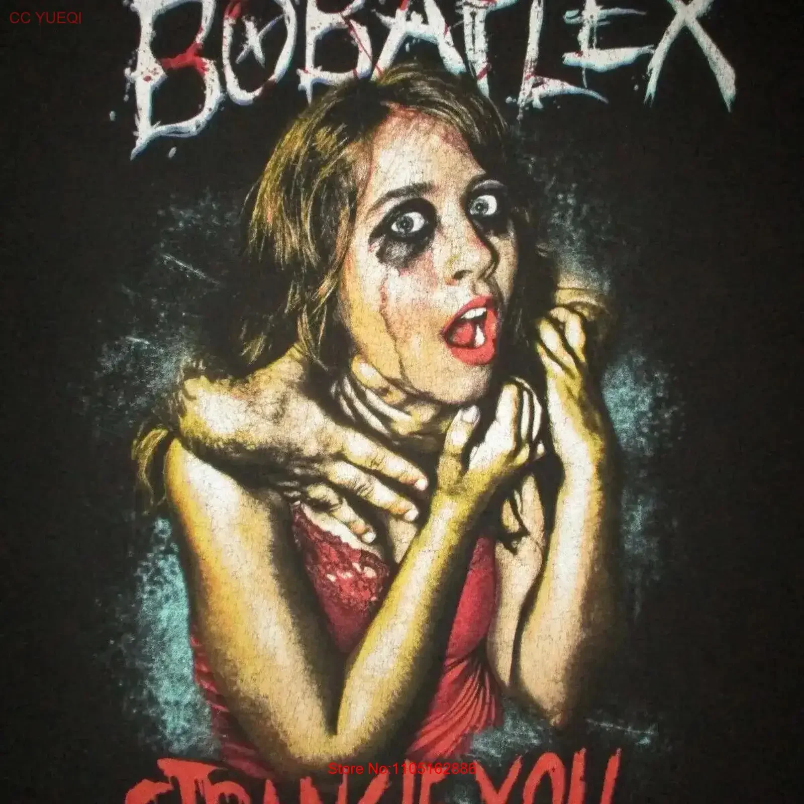 BOBAFLEX STRANGLE YOU T SHIRT Band Concert I Just Wanna Erase Your Face SMALL vintage Washed Versatile fashion Stretched