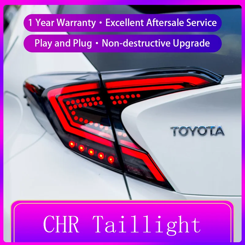 A Pair of Car Modification For Toyota CHR 2018-2023 Xenon Rear Lamp LED DRL Upgrade New Taillight Dynamic Lens Auto Accessories