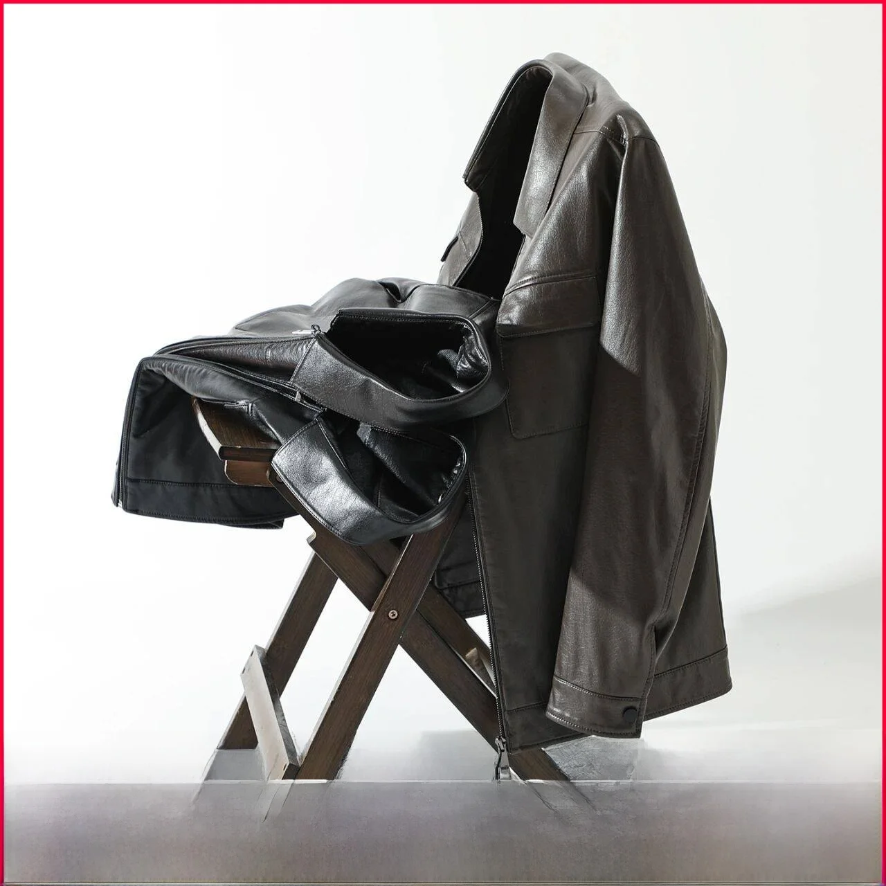 

High-End Men's Leather Jaet Busin Sle Spring Autumn New Arrival Zipper Straight Cut Faion Urban Youth Casual Leather...