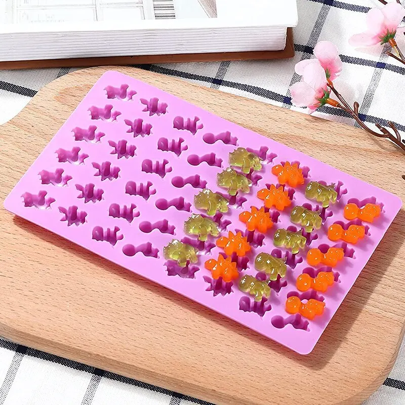 48 Little Dinosaur Silicone Cake Mold Chocolate Mold Insert Candle Flip Sugar Drip Biscuit Mold Kitchen Baking Tool