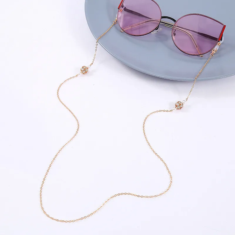 Imitation Pearl Beaded Eyeglasses Chain Fashion Mask Anti-Falling Glasses Gold Metal Hollow Hangs Sunglasses Women Vintage Chain