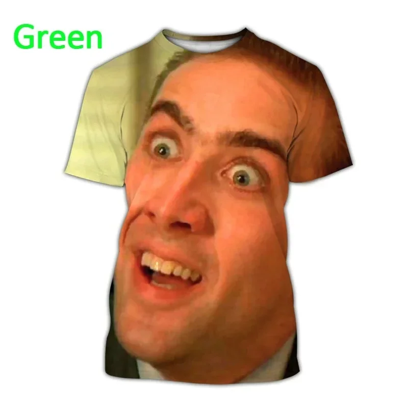 Summer Fun 3D Printed Nicolas Cage Graphic T-shirt for Men and Women Fun Casual Fashion Hip Hop Loose Short Sleeved Top