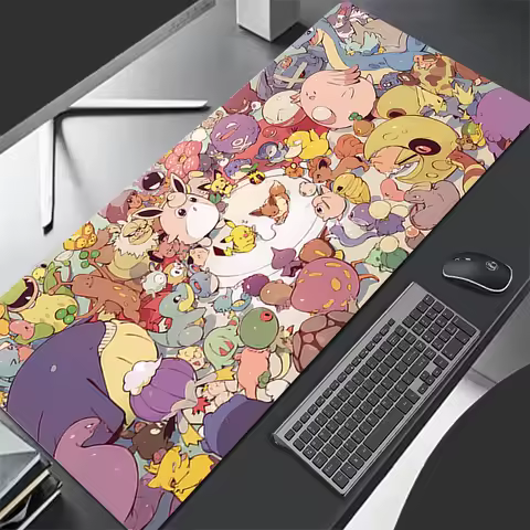 Mouse Pad Lockedge Large Gaming Accessories Computer Gamer Keyboard Pad Pokemon Pikachu Mouse Mat Desk XXL Mousepad For LOL