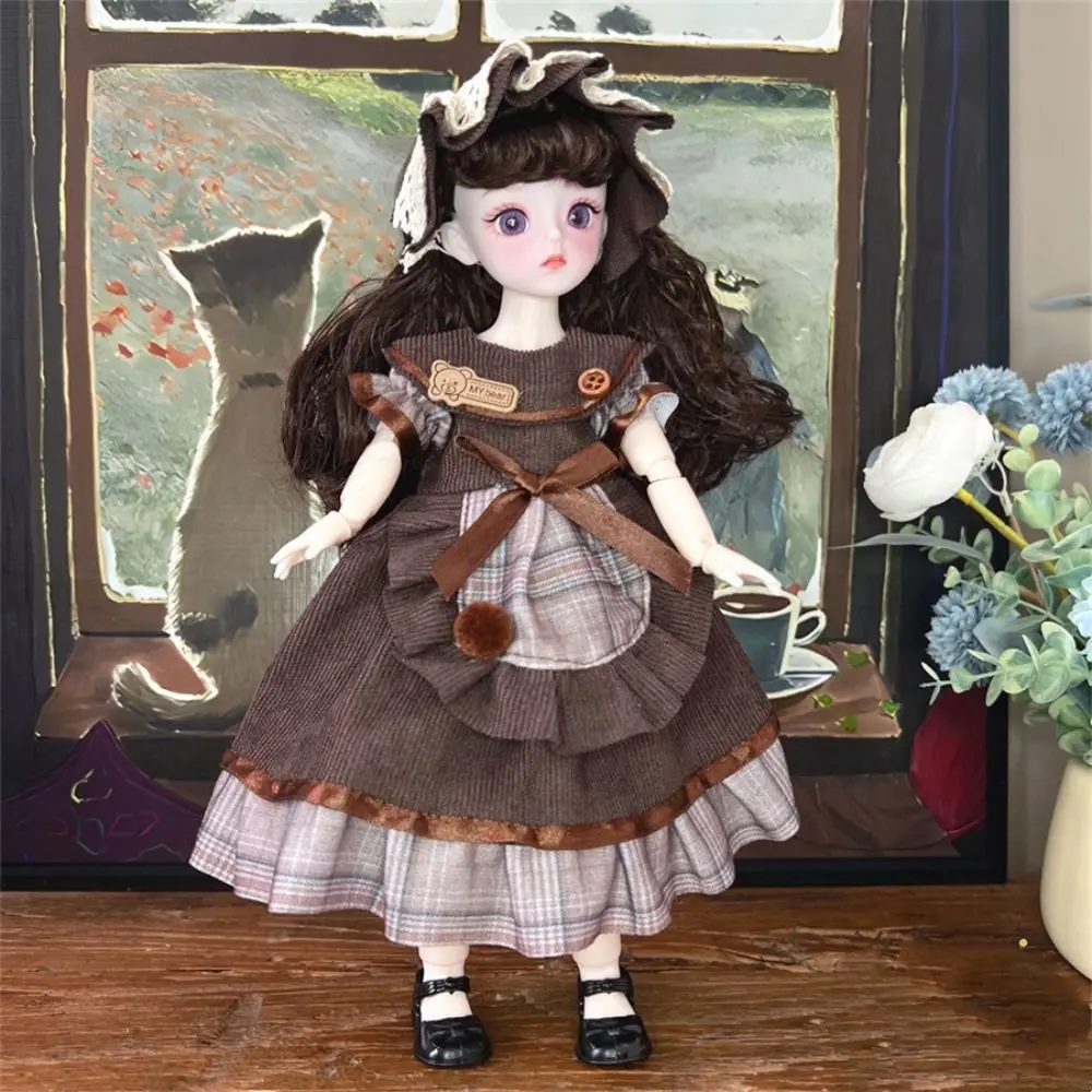 1 Set Cute 1/6 SD 30cm with Clothes Attractive Eyes Long Hair Dress Up Elegant Anime Makeup Ball Joint Girl Gift