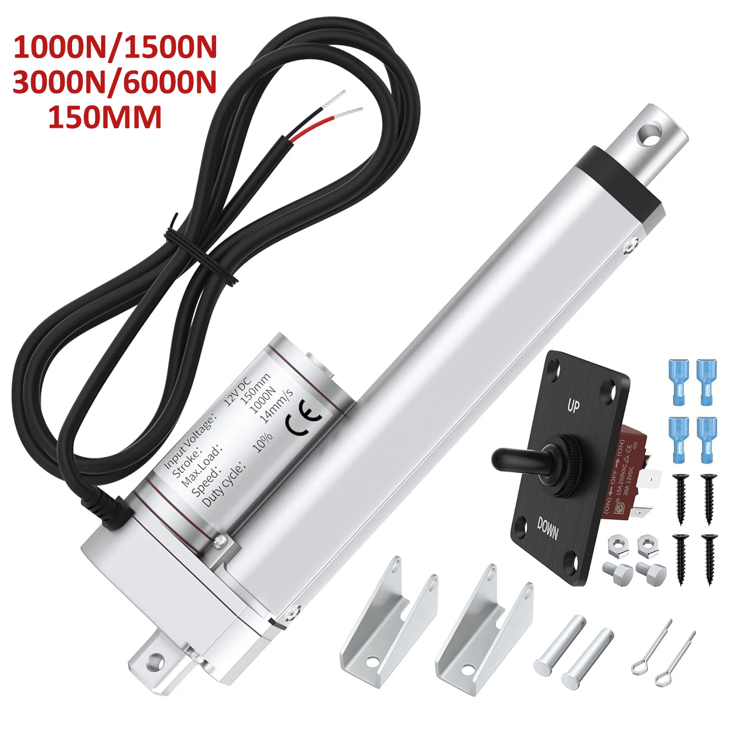 Linear Actuator 12V 150MM 1000N 1500N 3000N 6000N Stroke Electric Actuator Motion Actuator With Reverse Polarity Switch Controll