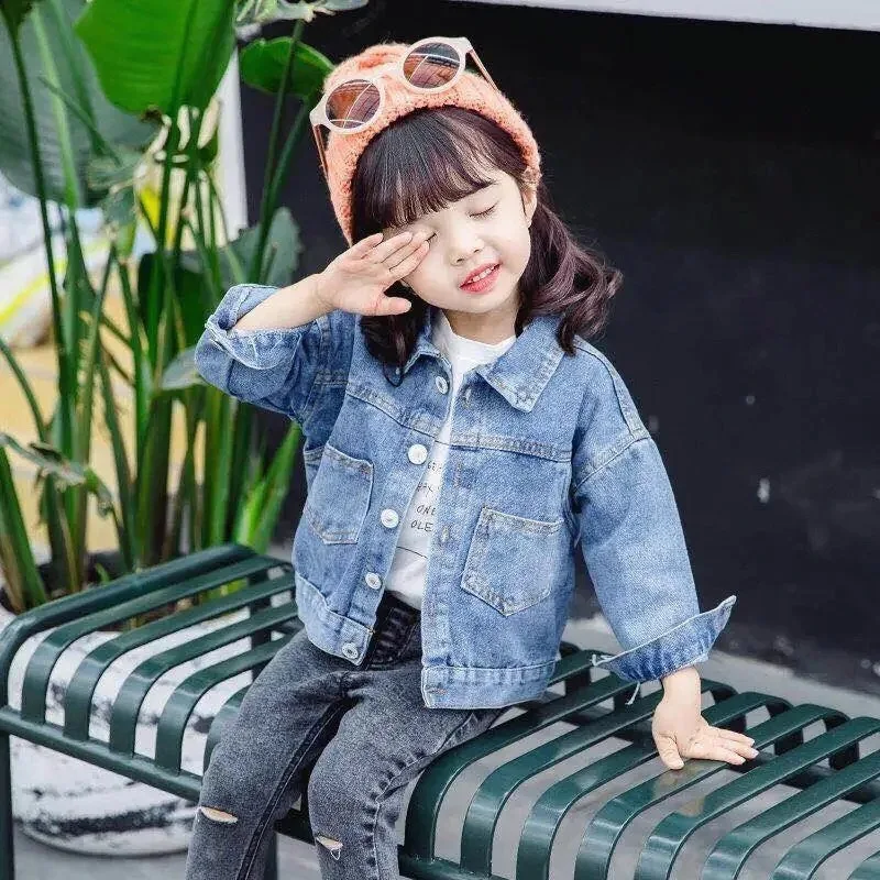 2024 Baby Girls Denim Jacket Spring Autumn Kids Jean Coat For Girls Sweet Little Princess Outerwear Children Clothing 1-10 Years