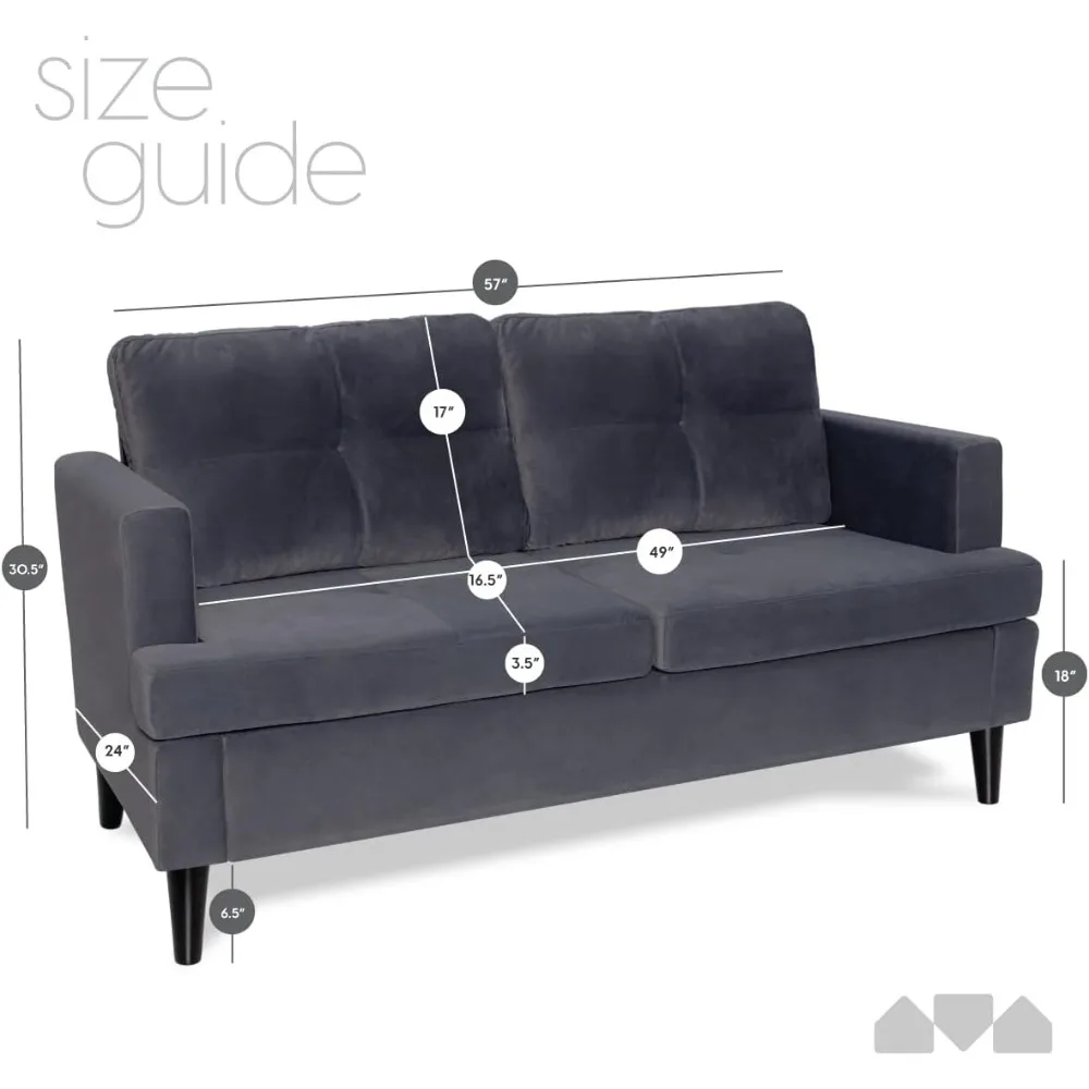 Loveseat, Grey Velvet Love Seat, Small Couch