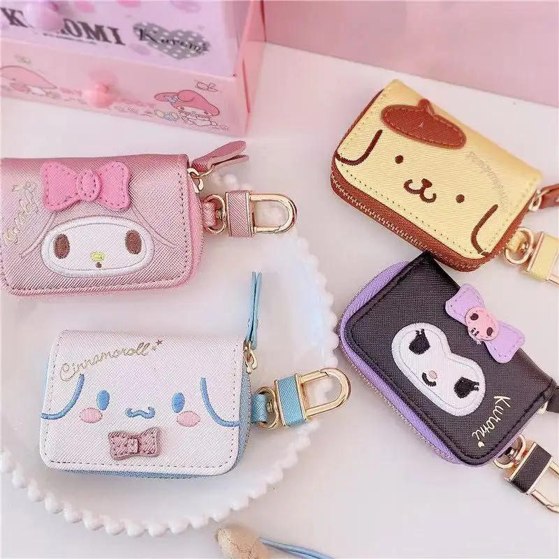 Kawaii Sanrio Mymelody Kuromi Car Key Case Remote Access Control Storage Pouch Charm Cinnamoroll for Motor Electric Scooter Cute