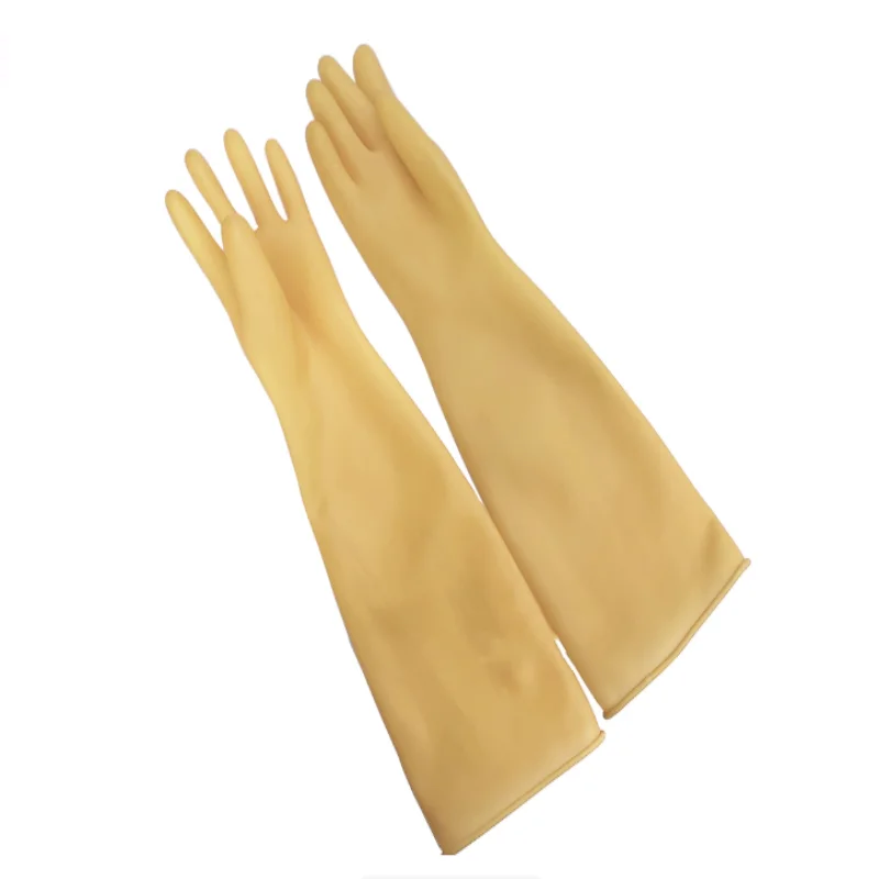 Skin Color Rubber Industrial Aquatic Products Gloves Thickened Chic Wear-Resistant Waterproof Planting Rubber Sleeve Gloves