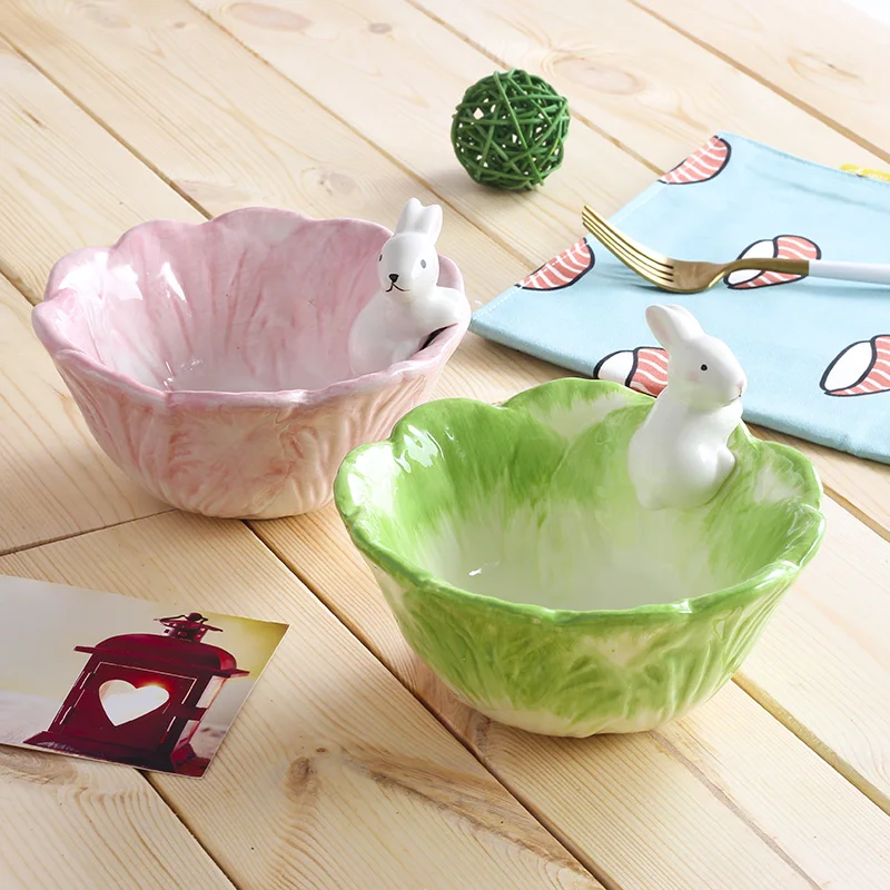 

Creative Tableware Cartoon Rabbit Bowls Cute Instant Noodles Bowls Ceramic Bowls Household Dishes Dishes Dinner Bowls Tableware