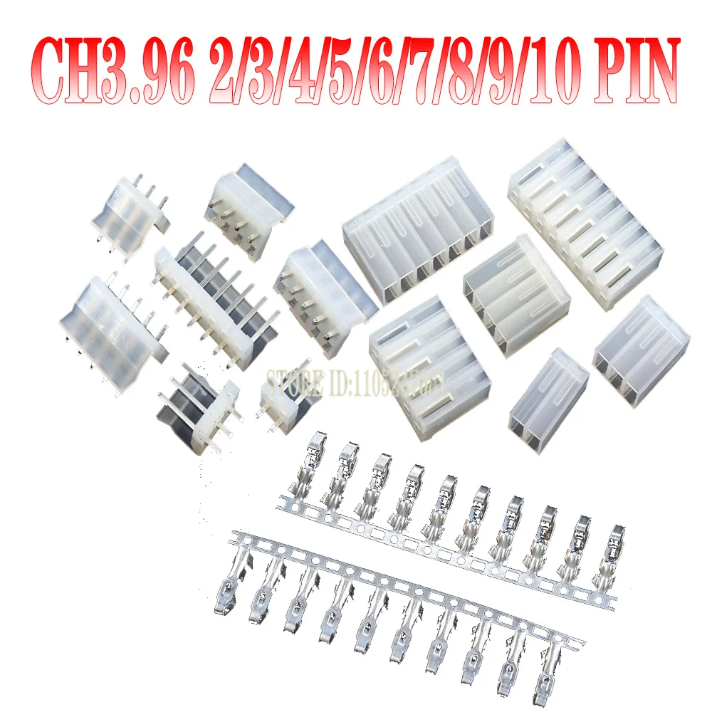 10sets 2139 Ch3.96 2/3/4/5/6/7/8/9/10 Pin Connector 3.96mm Pitch Straight Pin Header + Housing + Terminal Ch3.96-2p/3p/4p/5p/6p