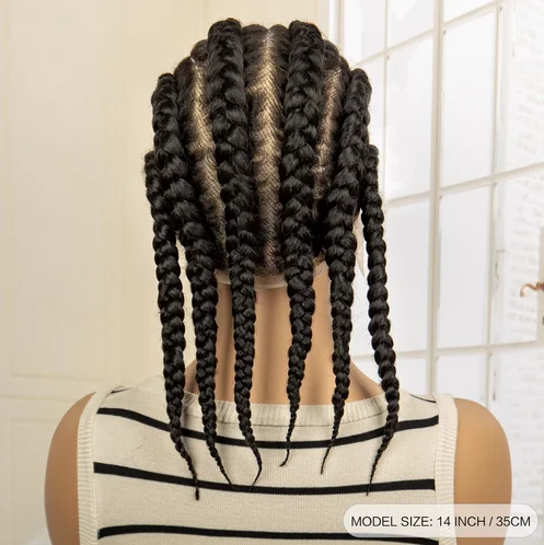 Syntetyczne pełne koronkowe warkocze w pudełku 14 cali Krótkie plecione koronkowe peruki dla kobiet Jumbo bez węzłów Box Braid Lace Wigs