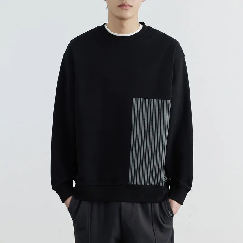 

New Spring and Autumn Fashion Korean Edition Spliced Colored Round Neck Loose and Versatile Handsome Men's Long Sleeve Sweater