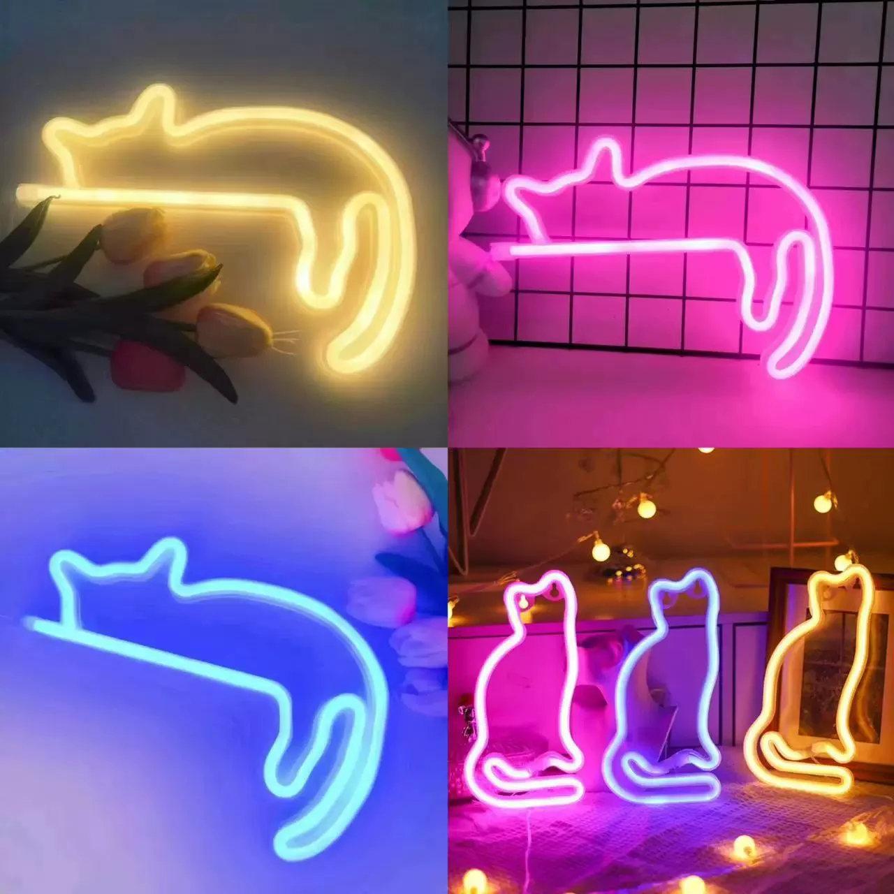 

LED Cat Neon Sign for Wall Decor Led Light Up Sign Decor Pet Store Animal Club USB for Room Wall Home Party Birthday Gift