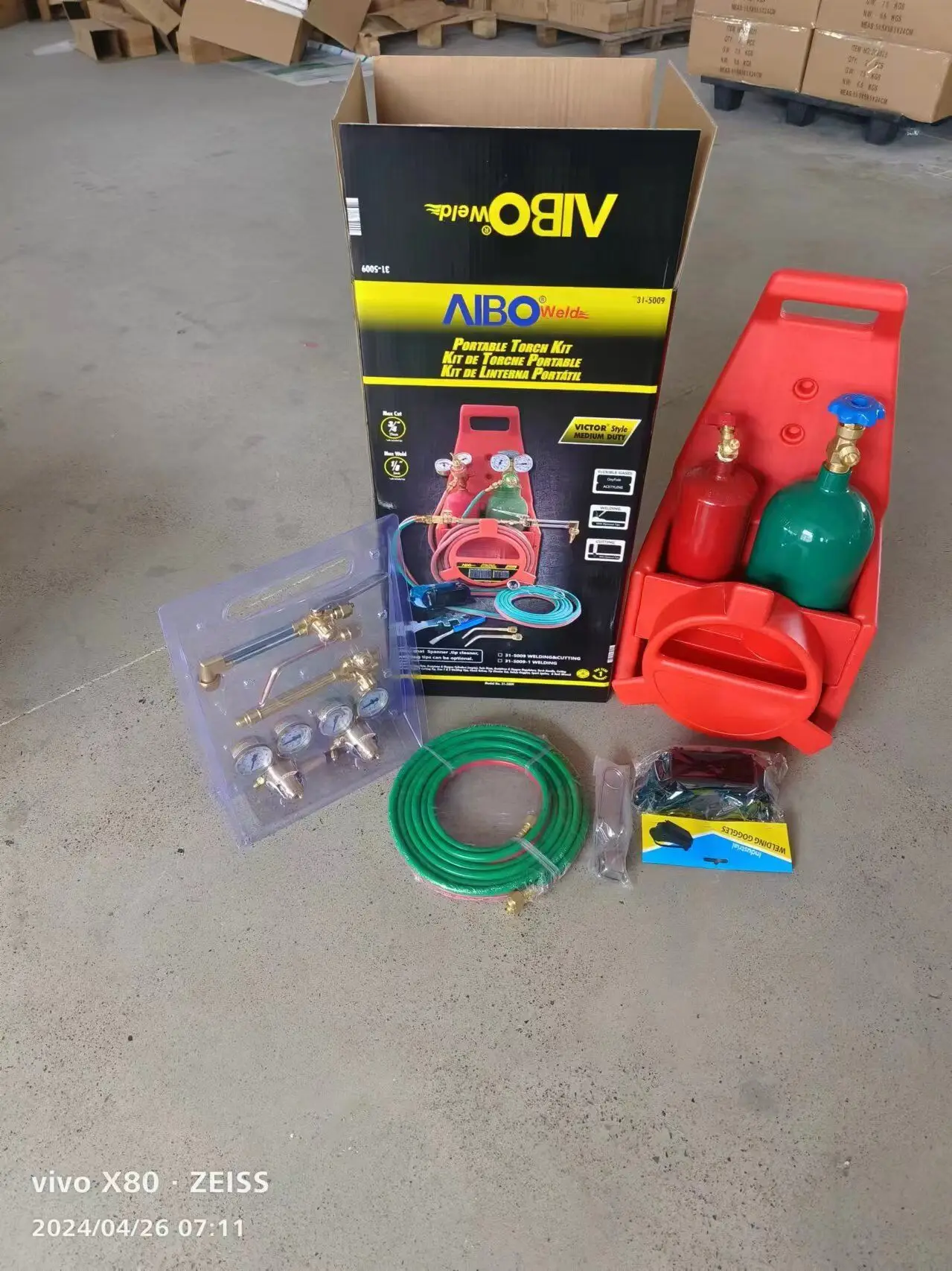 Portable Welding Cutting Torch Kit   Acetylene Tanks Welding Cutting Torch Kit with Plastic Tote Frame