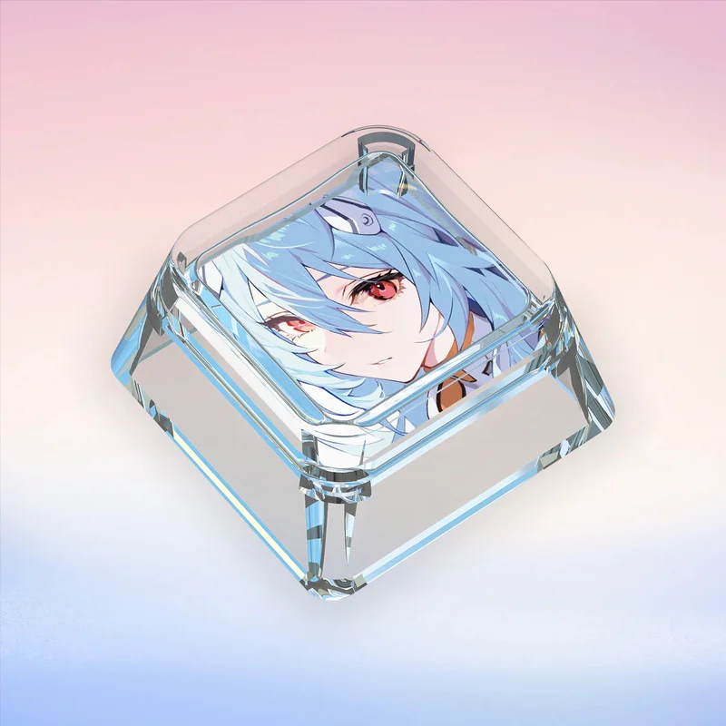 2024 Eva Ayanami Rei Keycap Single Transparent Keycap Cartoon Anime Peripheral Personalized Customized Mechanical Keyboard Cap