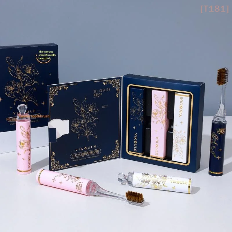 Luxury Lipstick Style Soft Hair Folding Toothbrush Portable Detachable Cleaning Teeth For Travel Ultra Soft Oral Care