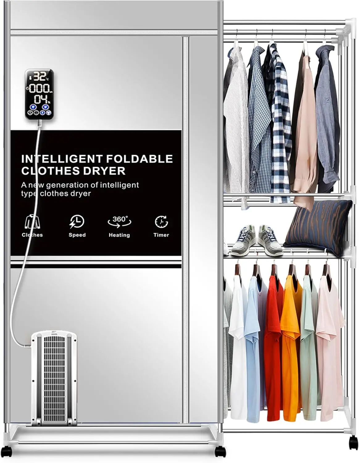 Portable Clothes Dryer 1600W, 3-Tier Foldable, 67Inch, 35lbs Capacity, Energy Saving for Apartment, Travel, RV