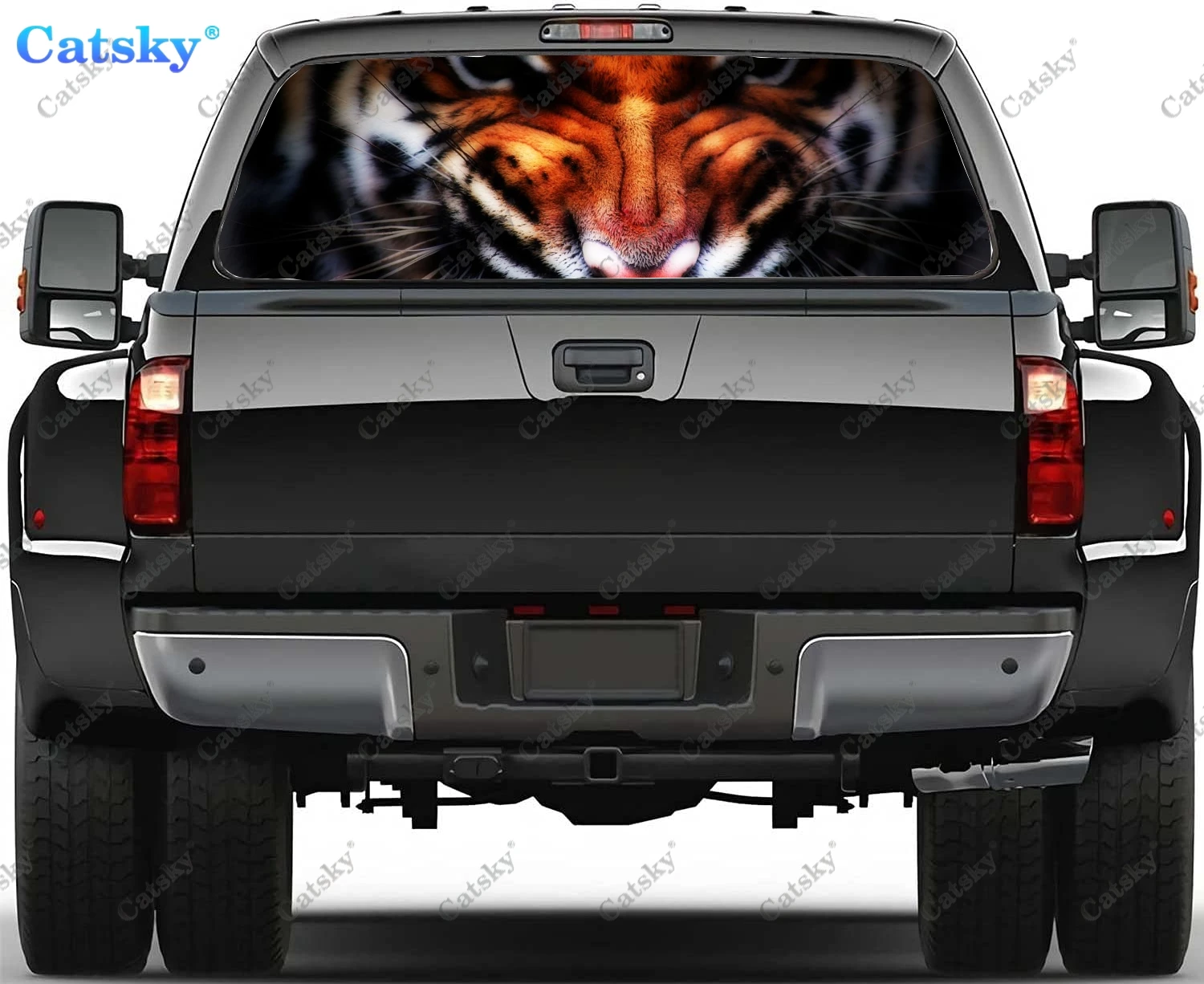 

Trippy Tiger Car Rear Window Decoration Stickers Windshield Decal Steed Truck Rear Window Decal Tint Perforated Vinyl Graphic