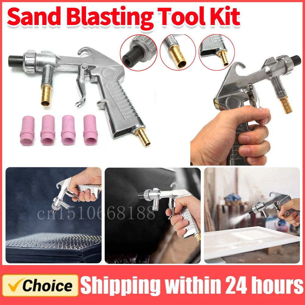 

Пескоструйный аппарат с воздушным сифоном, продувочный пистолет с 4 металлическими керамическими насадками, наконечником, пневматический абразивный набор инструментов для пескоструйной обработки