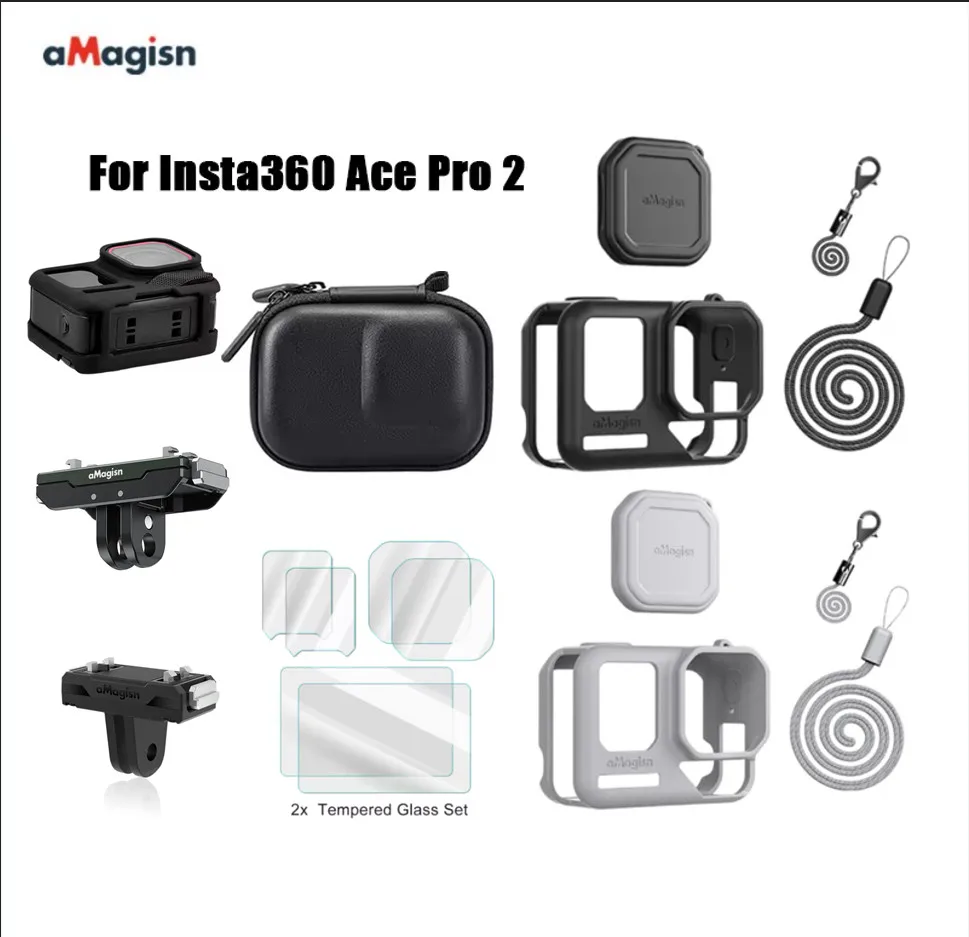 

Tempered Glass Films for Insta360 Ace Pro 2 Screen Protector Silicone Lens Cap Sturdy Camera Storage Bags for Insta360 Ace Pro2