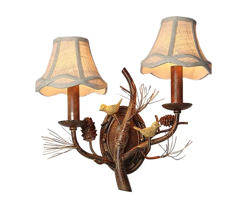 

*American wall lamp bird country mirror headlamp retro European Nordic corridor aisle bedroom creative bedside lamp wall lamp