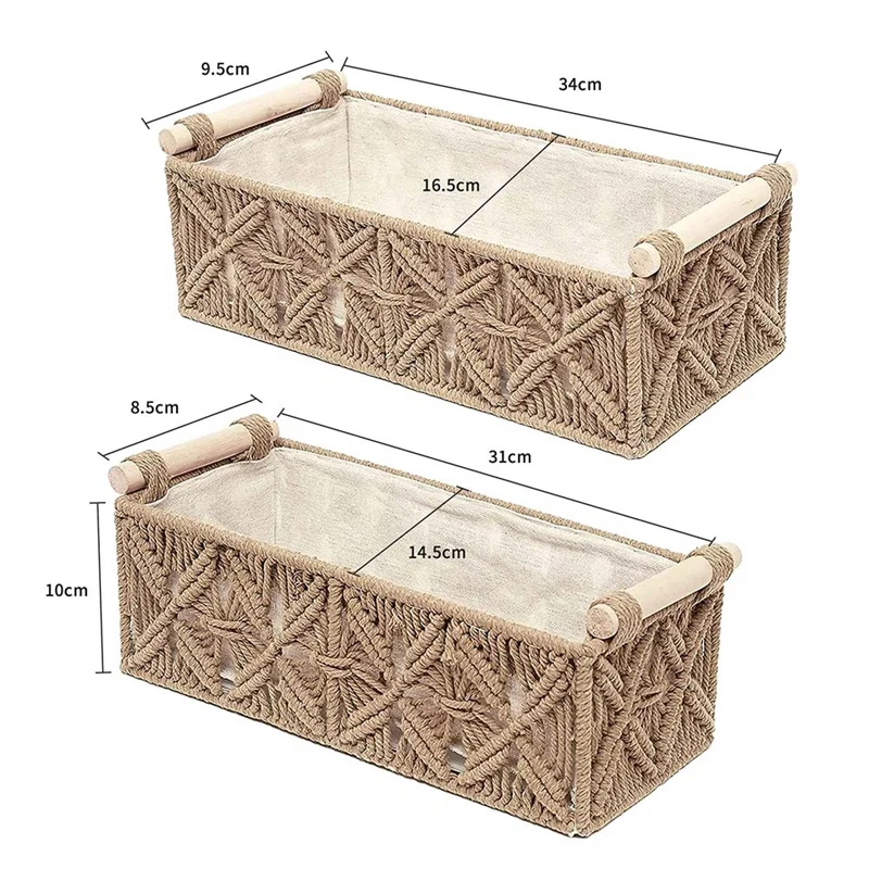 Macrame Storage Basket Boho Decor Baskets For Organizing Woven Decorative Basket For Countertop Toilet Paper Basket B Durable