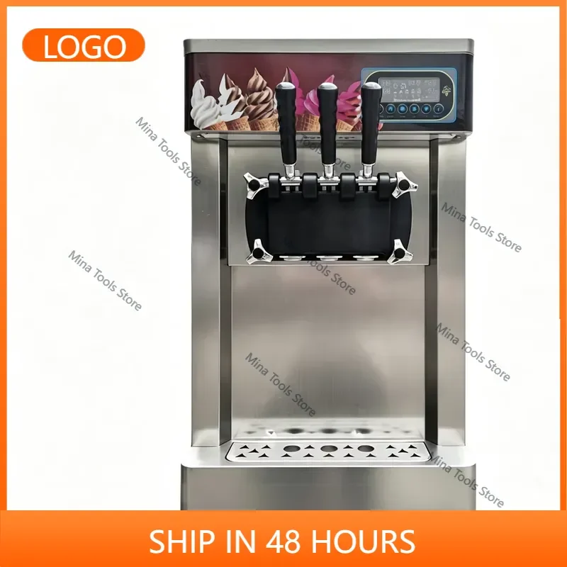 Commercial Automatic 3-Flavor Fruit Flavors Soft Serve Ice Cream Machine 2200W Eco-friendly R410a Refrigerant Stainless Steel