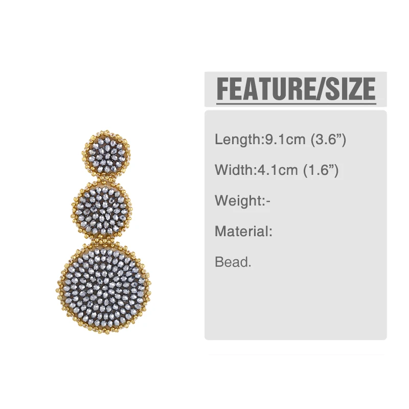 FLOLA Fashion Big Red Earrings for Women Bohemian Long Beaded Earrings Handmade Boho Jewelry Beach oorbellen ersq52