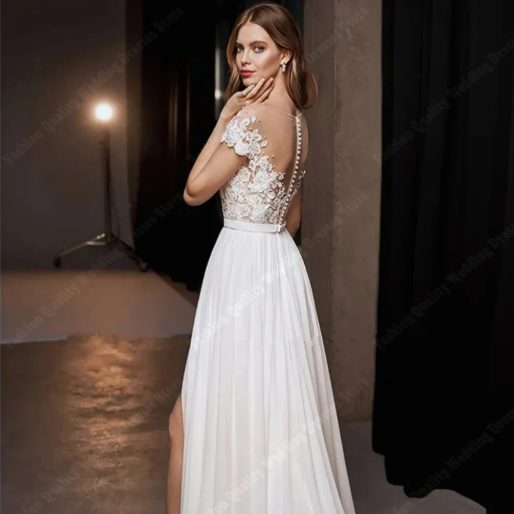 2024 Smooth Tulle Women Wedding Dresses Shining Lace Printing Bridal Robes High Quality Mopping Length Princess Vestido De Novia