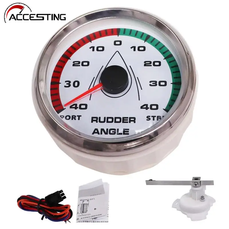 52/85mm Rudder Angle Indicator 0-190 ohm With Mating Sensor 8 Color Backlight Boat Marine Rudder Angle Gauge Meter