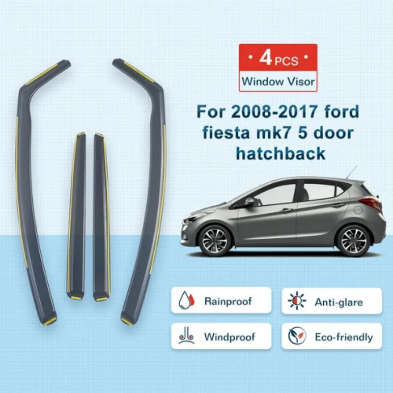 4pc/Set 5 Door Hatchback Wind Deflectors For Ford Fiesta MK7 2008-2017 Car Exterior Awnings Shelters Protection Accessories