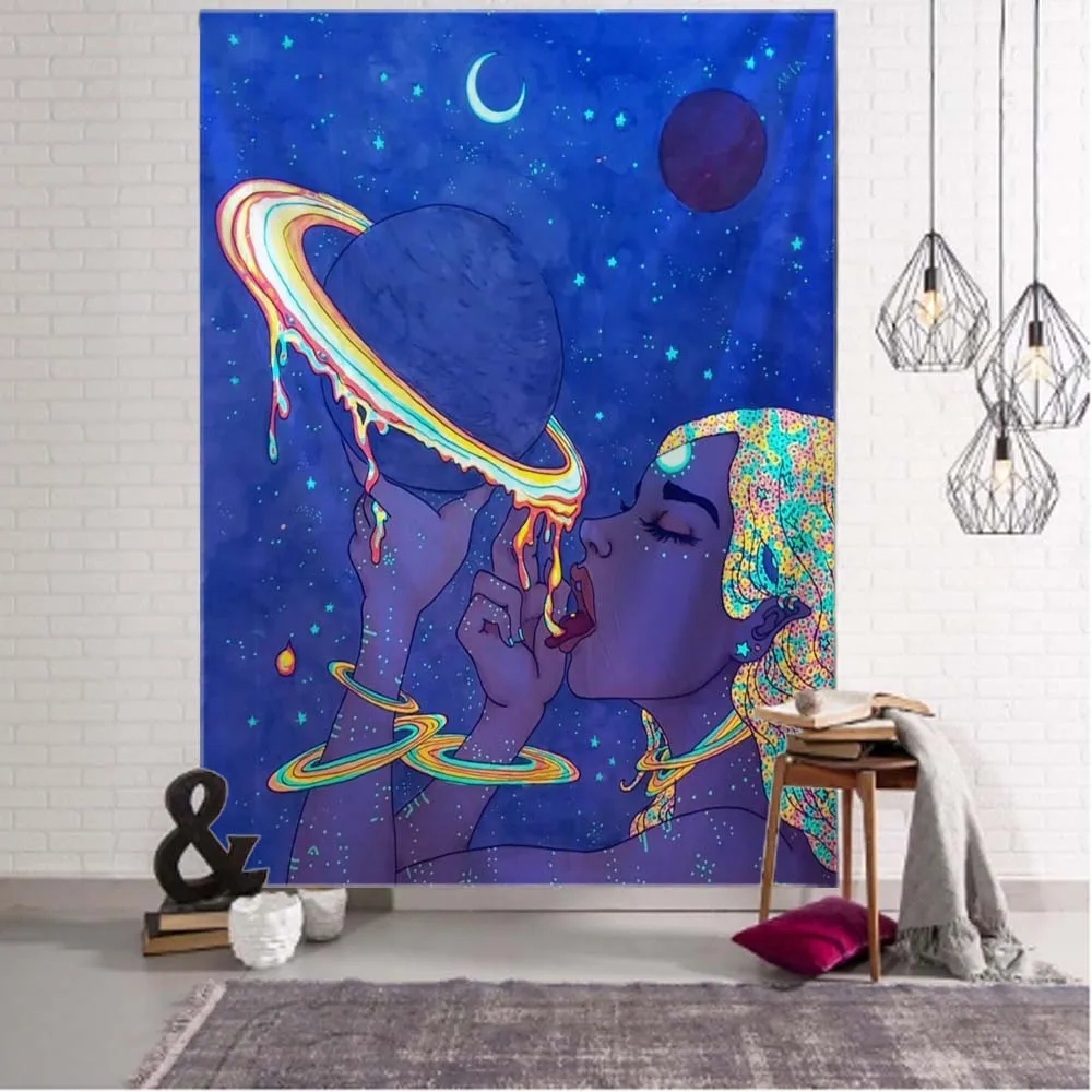 Tapeçaria de Parede Hippie Grande, Decoração de Quarto Mística