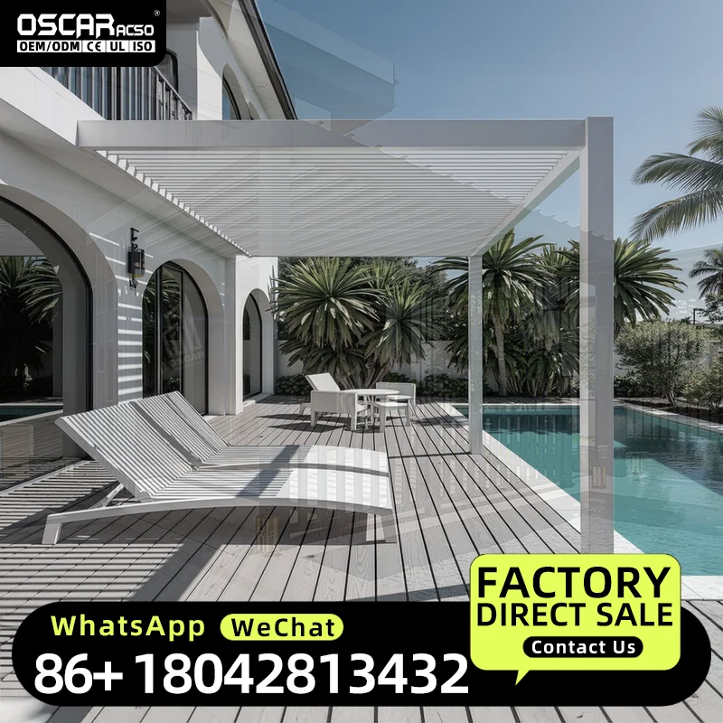 3m X 6m Bioclimatic  5 X 3m Aluminum Powder Coated Frame Pressure Treated Wood Nature Friendly for Garden Patio Backyard Pergola