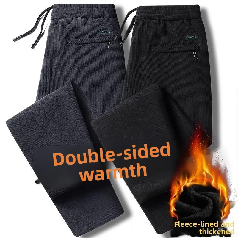 

Мужские вельветовые брюки в японском ретро-стиле с флисовой подкладкой, прямого кроя, для повседневной носки, износостойкие, грязеотталкивающие, в городском стиле