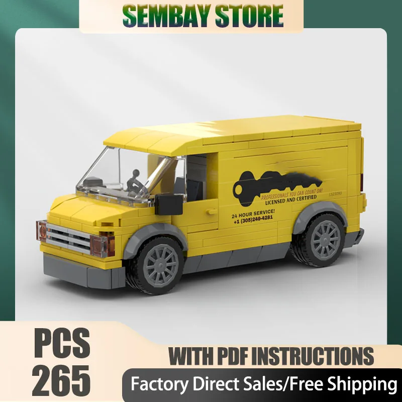 

City Cars Model Moc Building Bricks Modular Mobile Locksmithing Van Model Technology Blocks Christmas DIY Toy Construction Gifts