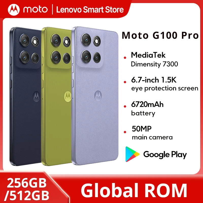 Motorola Moto G100 Pro SmartPhone6.7-inch 1.5K pOLED 120Hz Display Dimensity 7300 Global ROM 6720mAh 50MP AI Camera Cellphone