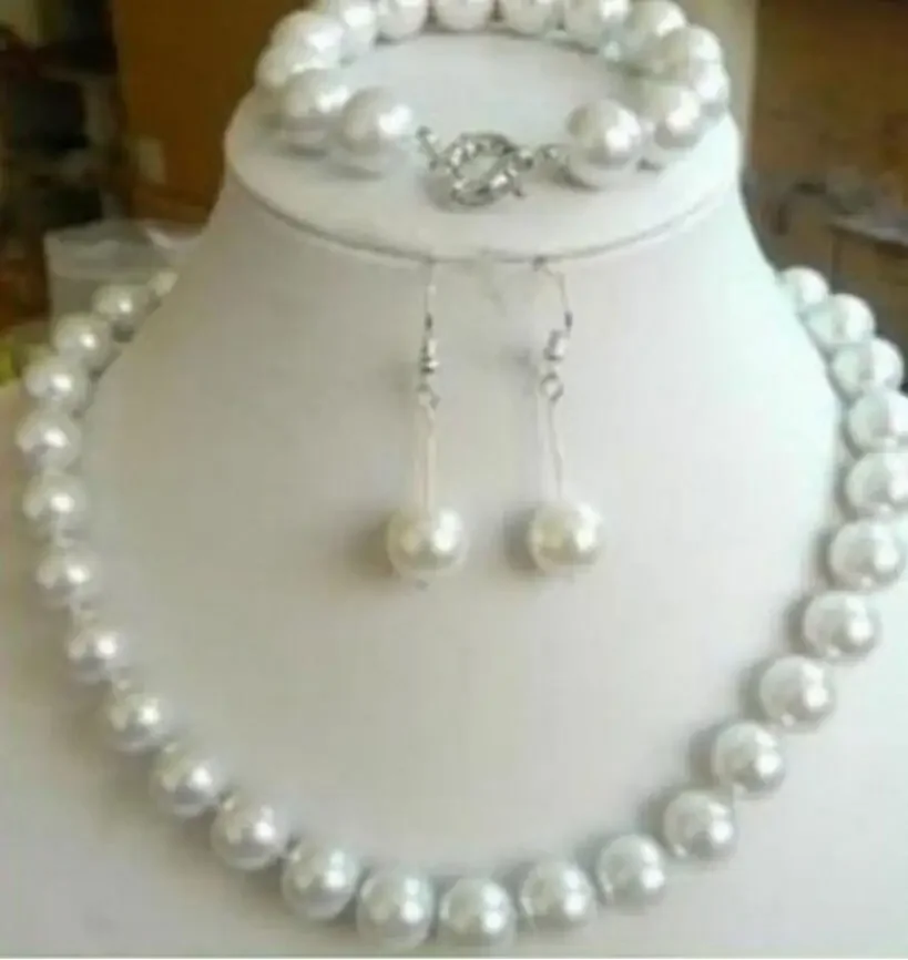 

new hot Beautiful 10mm White Sea South Shell Pearl Round Beads Necklace Bracelet Earring inch