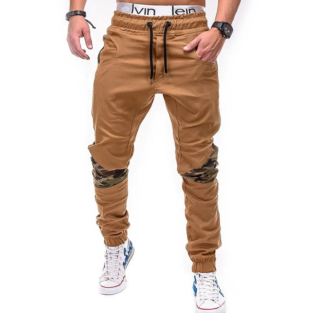 2023 Men\'s Autumn New Elastic Waist Multi Pocket Color Block Pants Spring Fashion Slim Fit Casual Comfortable Versatile Leggings