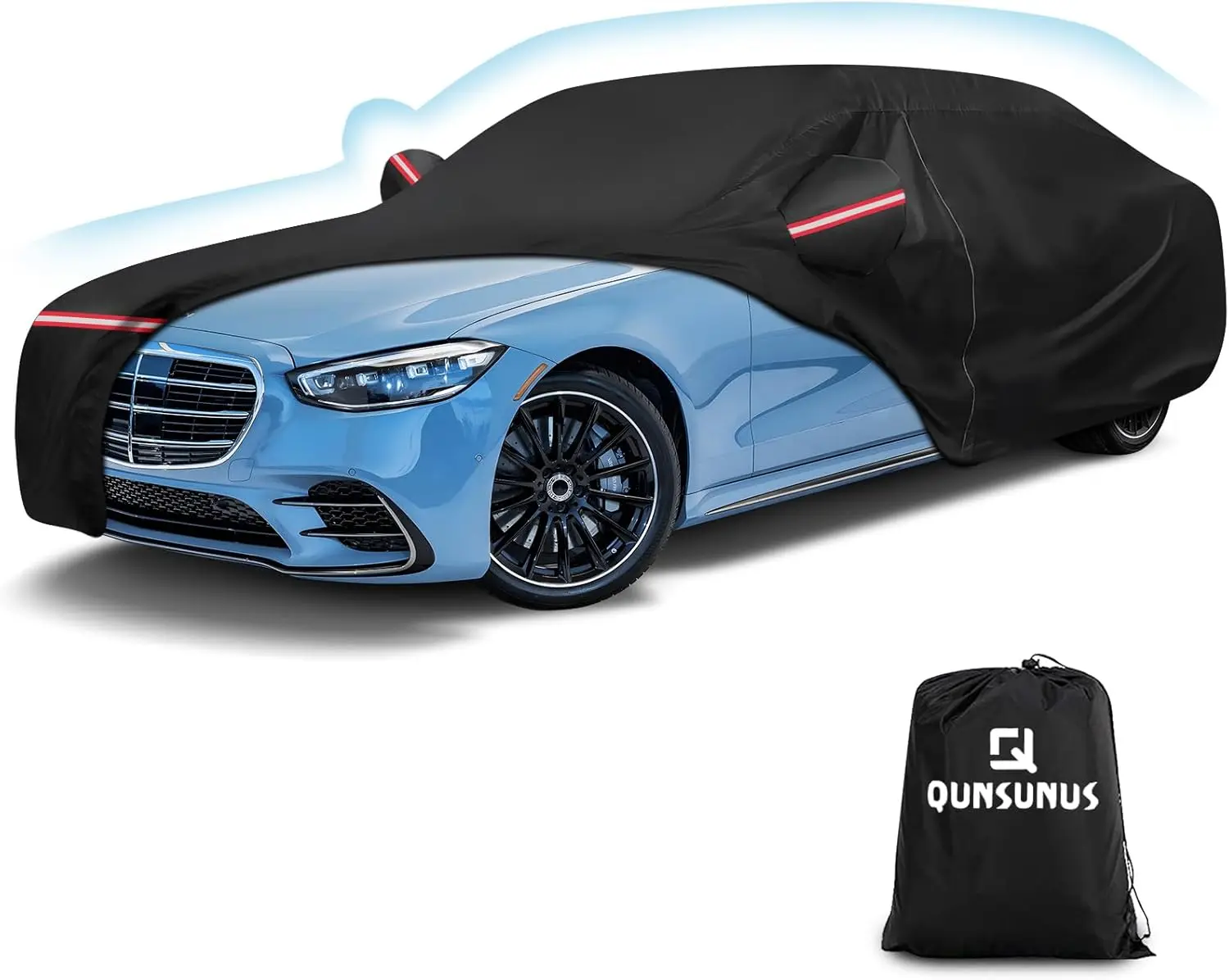 

Всепогодный водонепроницаемый автомобильный чехол с хлопковой подкладкой, молнией и ремнями для роскошных седанов 2006-2025 гг.