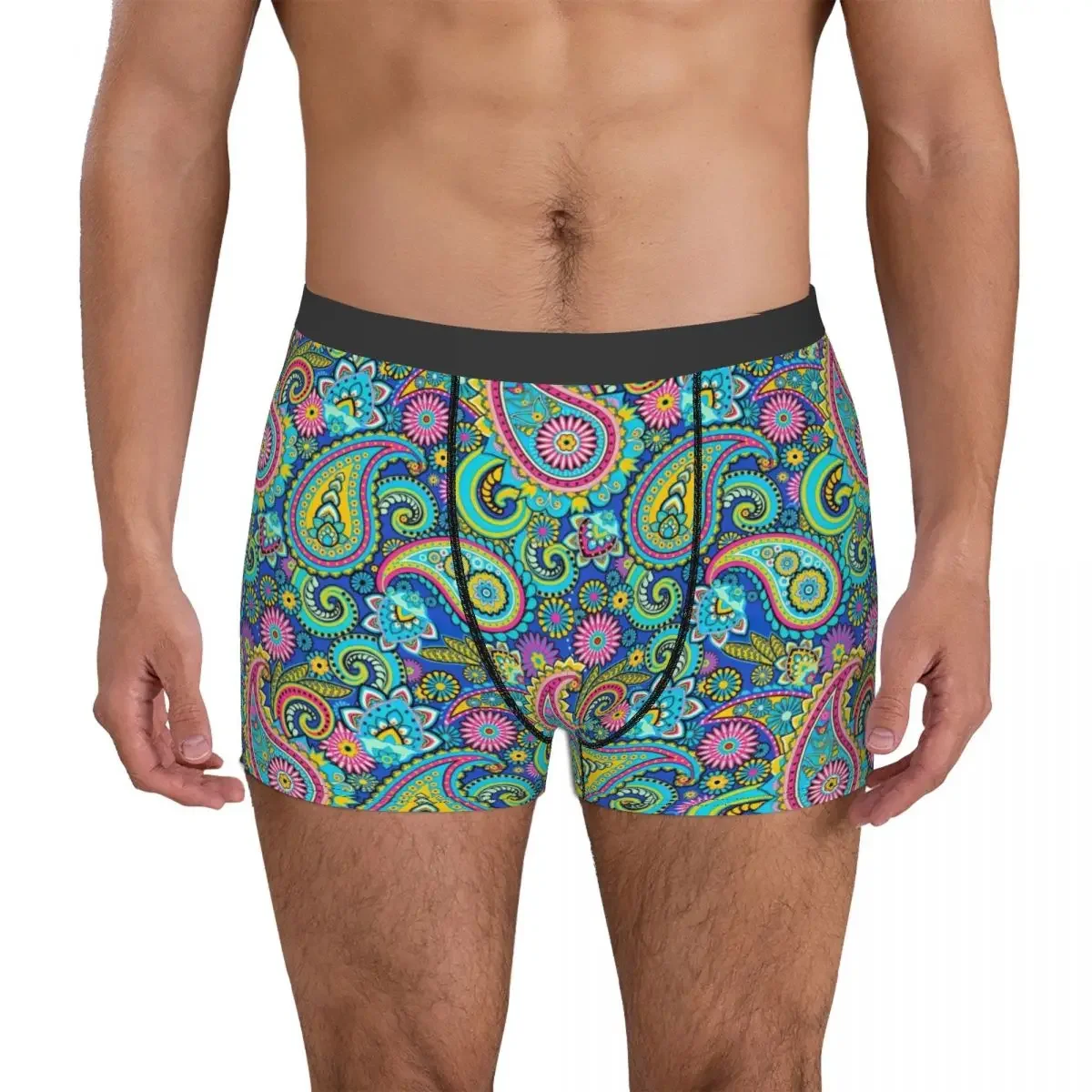 Paisley Drawing Underpants Breathbale Panties Male Underwear Print Shorts Boxer Briefs