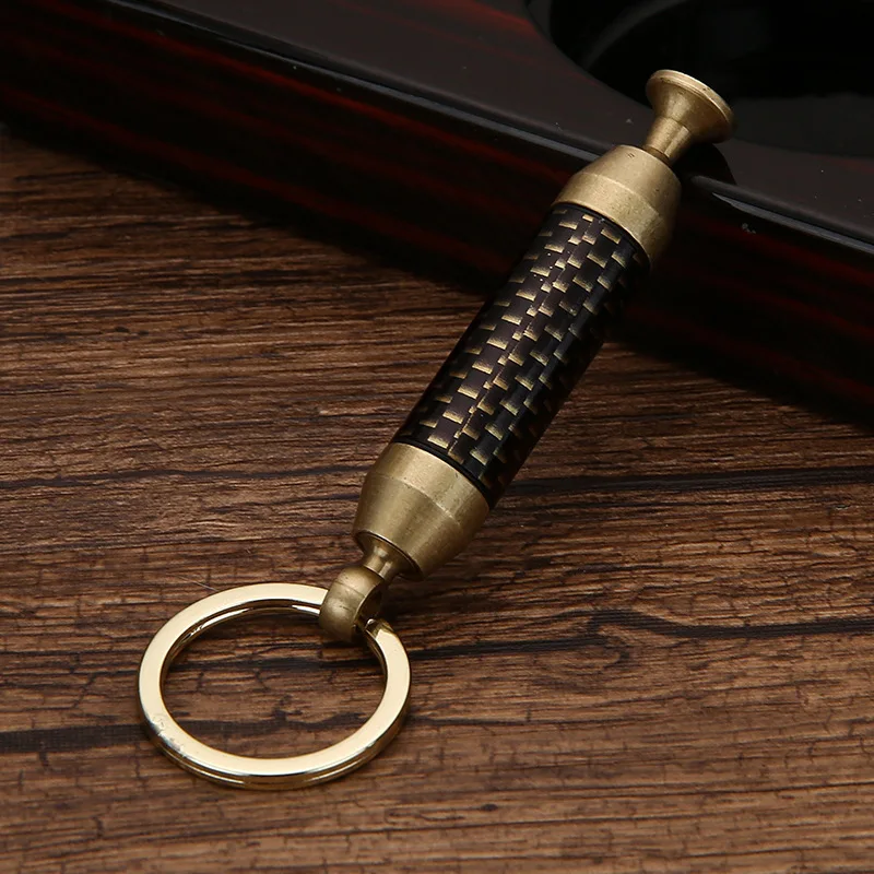 

Bronze 2-in-1 Cigar Keychain 8.5mm Cigar Hole Puncher and Needle Holder Portable Outdoor Cigar Accessories Men's Gift