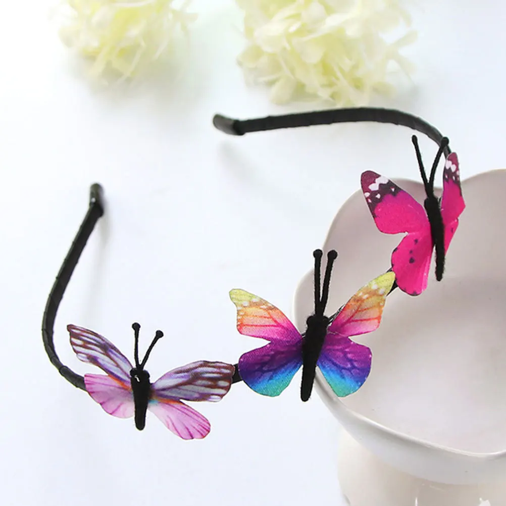 

2Pcs Butterfly Themed Hairband Fairy Style Artificial Headwear for Girls Lightweight Easy Carry for Daily Party Use
