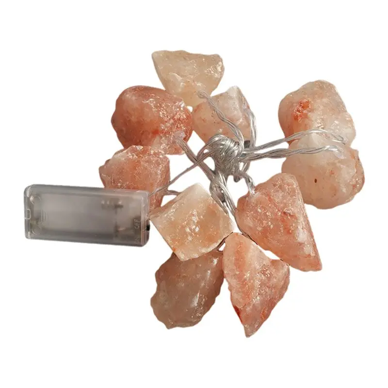 A93Z Himalayan Salt String Lights Salt String Lights Battery 10 LED Natural Crystal Salt Warm Lights String Indoor Outdoor Home